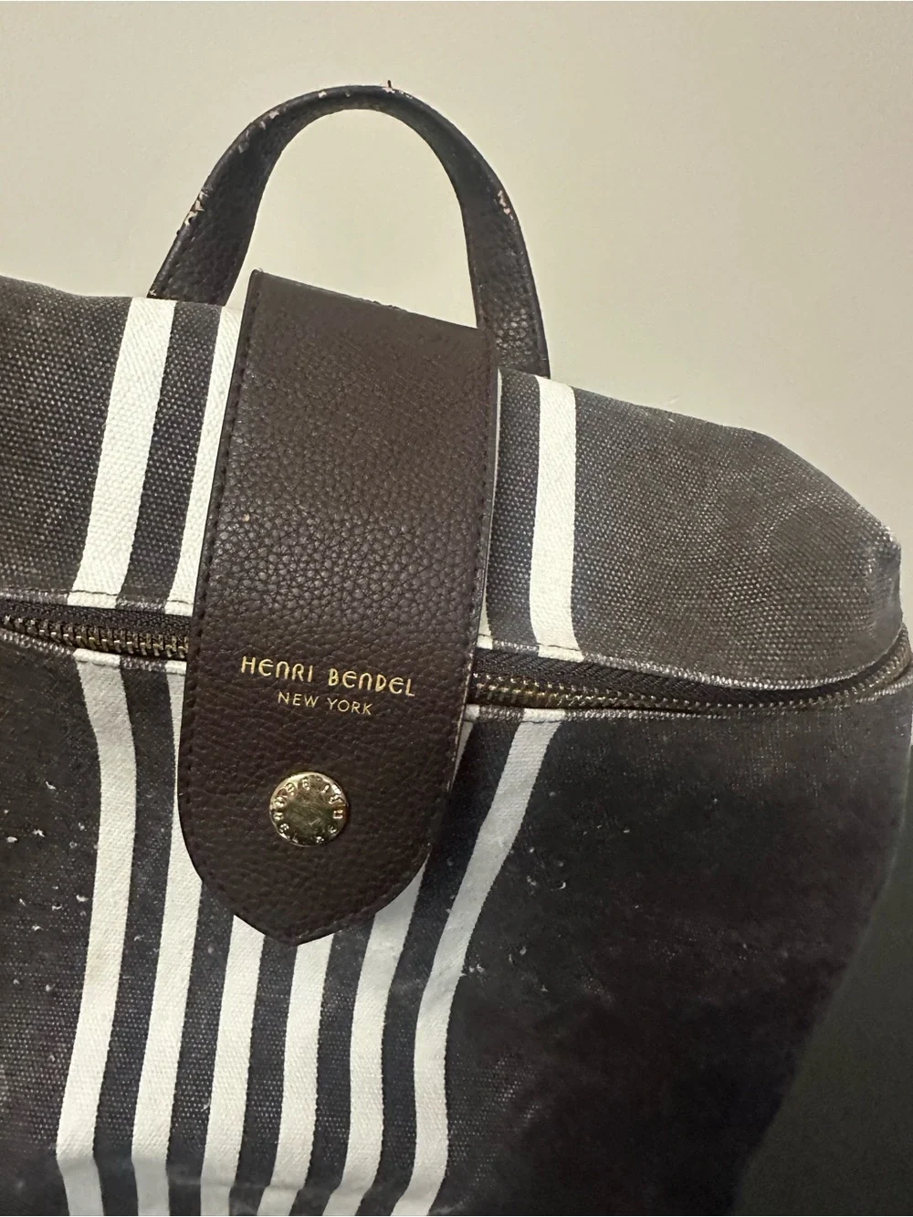 Henri Bendel Convertible Canvas Backpack Stripe Purse Bag